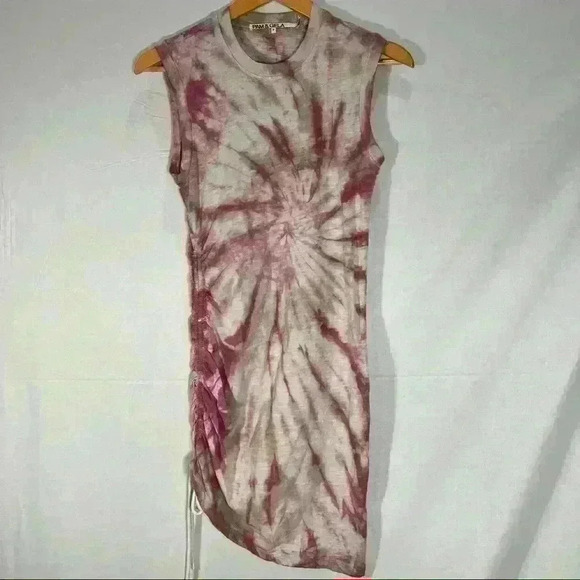 PAM&GELA RevolveTye Dye Sleeveless Ruched Dress In Roses& Taupe Sz P Boho Hippie - Picture 8 of 11